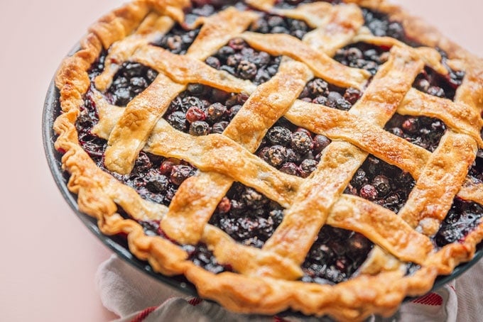 Blueberry pie with lattice crust