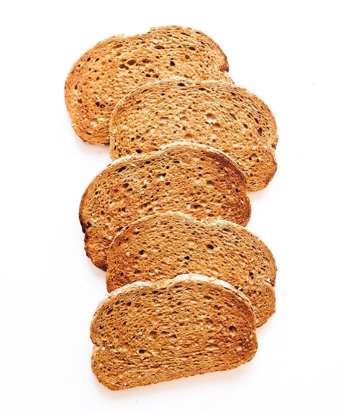 Toasted bread on a white background