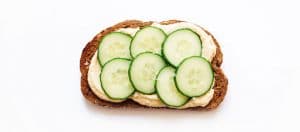 Healthy toast topping with hummus and cucumber