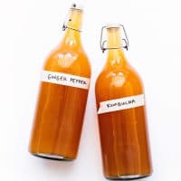 Pepper ginger kombucha in bottles