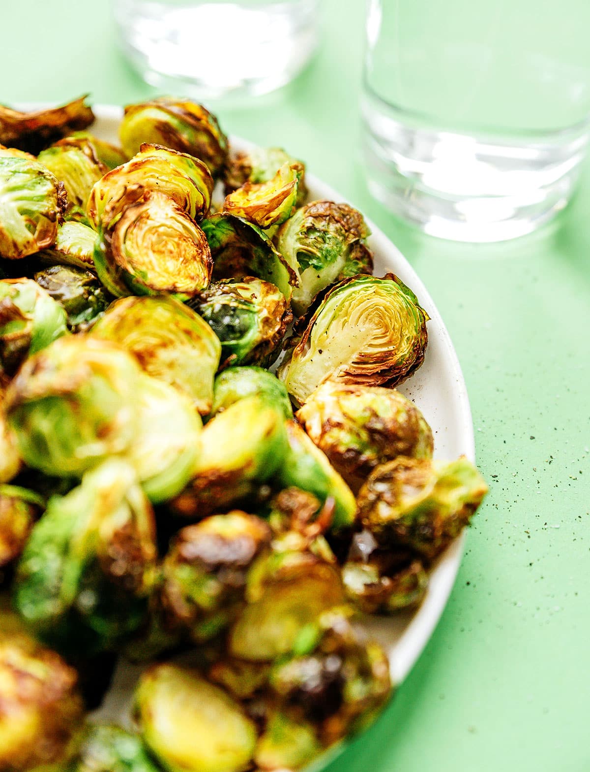 Air fryer Brussels sprouts as a vegetarian side dish