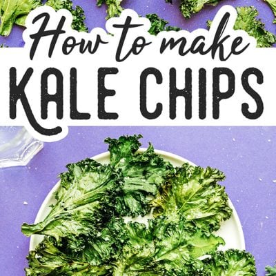 Kale chips on a purple background