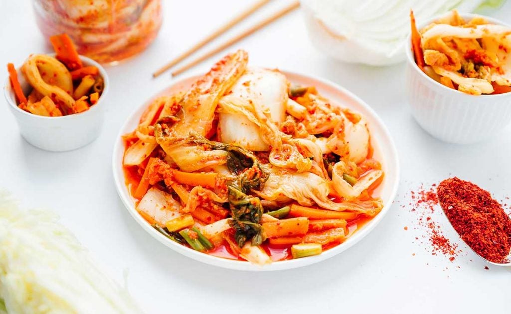 Kimchi on a home_plate with white background