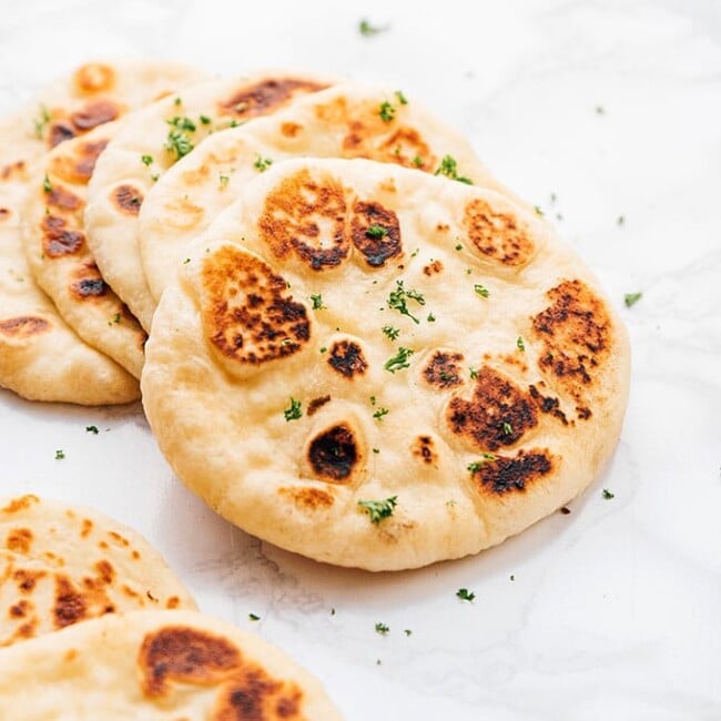 naan bread on a marble background