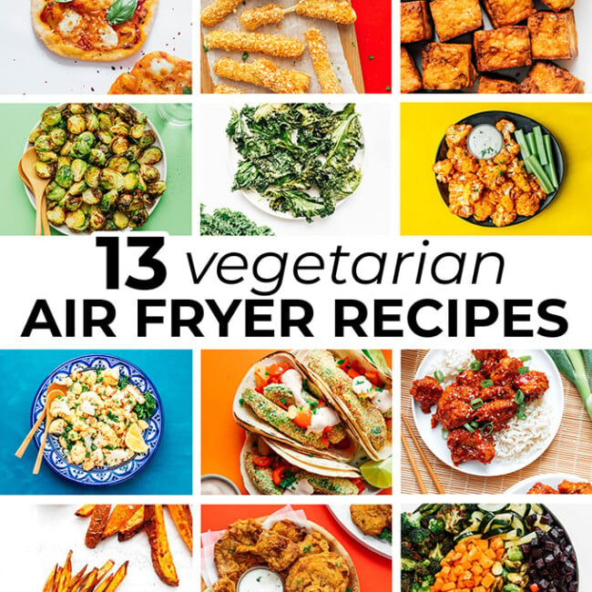collage of vegetarian air fryer recipes