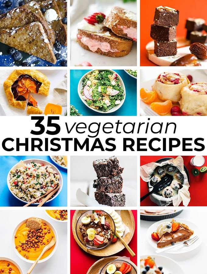 collage of vegetarian christmas recipes