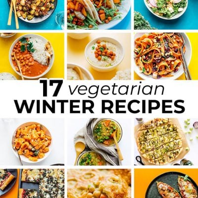 collage of vegetarian winter recipes