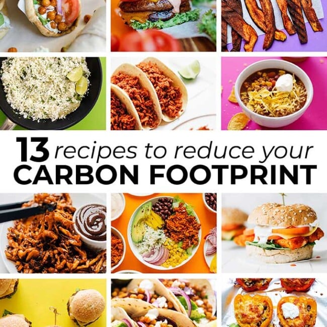 Collage of recipes that reduce carbon footprint