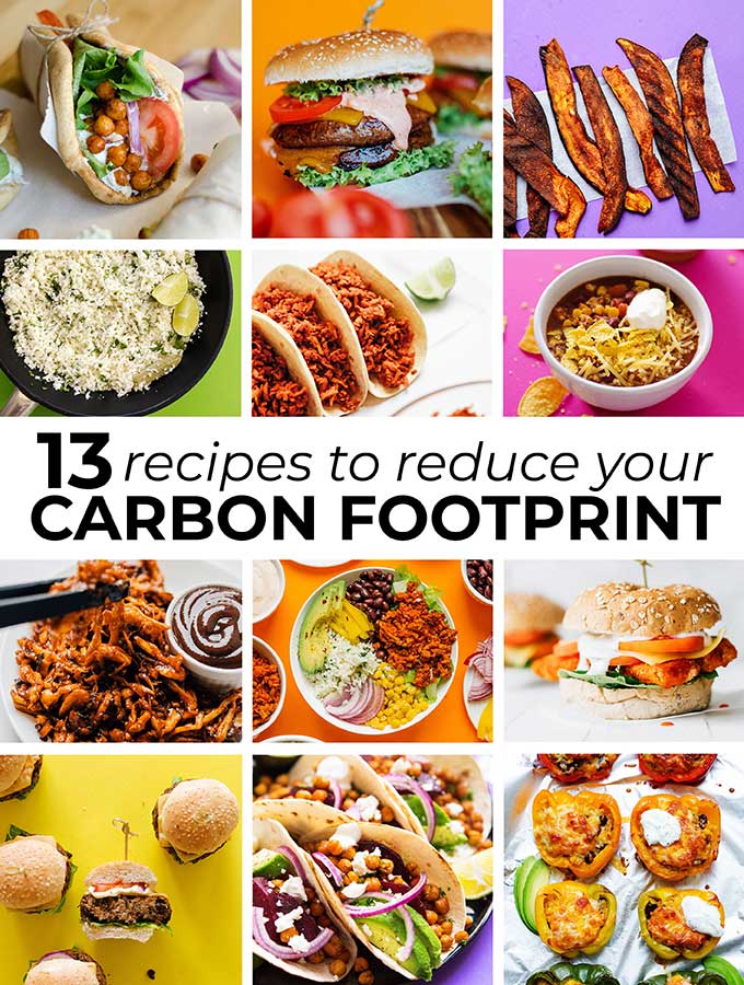 Collage of recipes that reduce carbon footprint