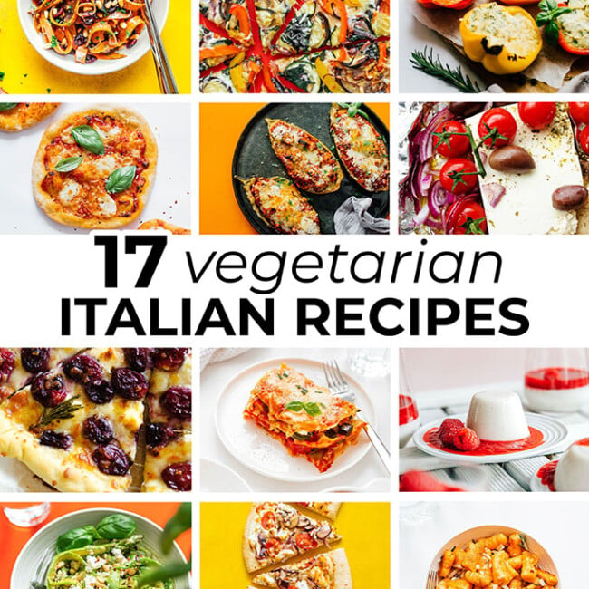 Collage of vegetarian Italian recipes