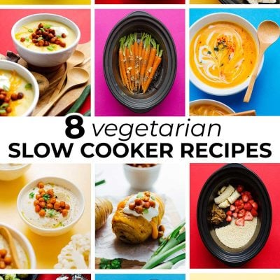 Collage of vegetarian slow cooker recipes