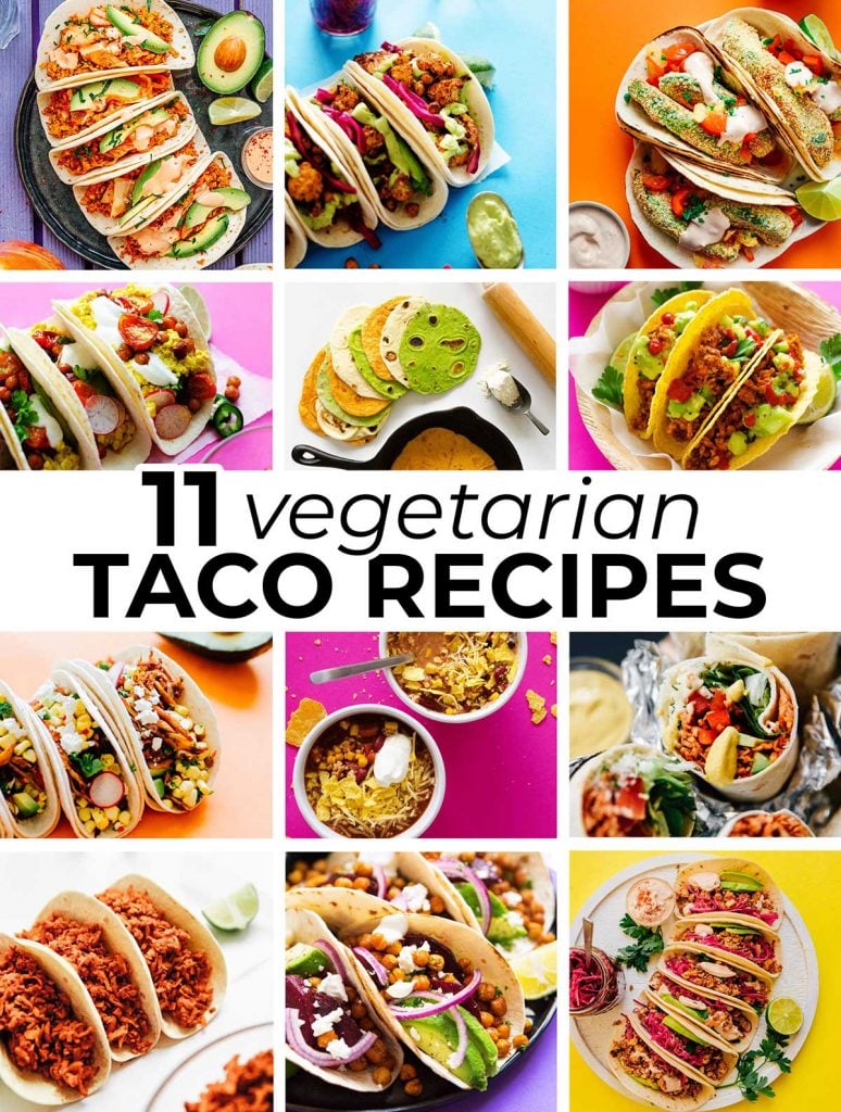Collage of vegetarian taco recipes