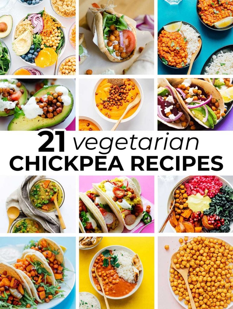 Collage of vegetarian chickpea recipes