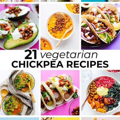 Collage of vegetarian chickpea recipes