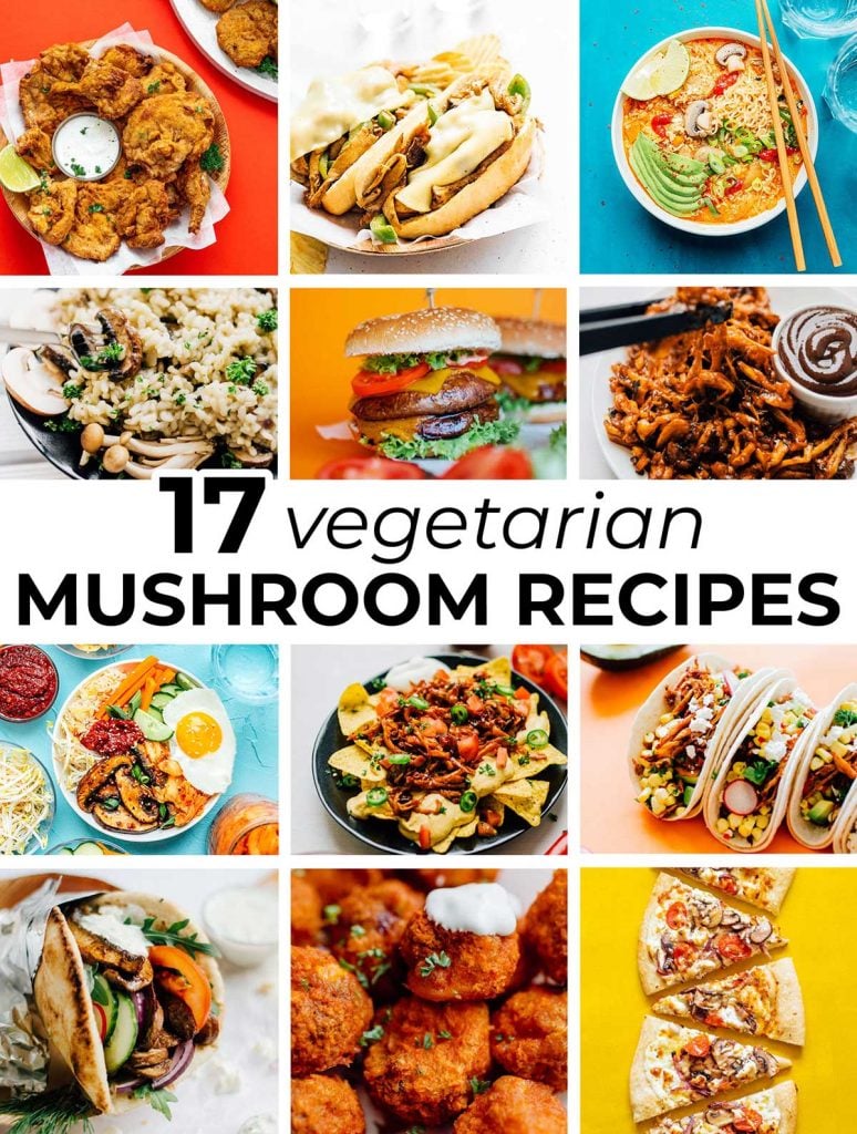 Collage of healthy mushroom recipes