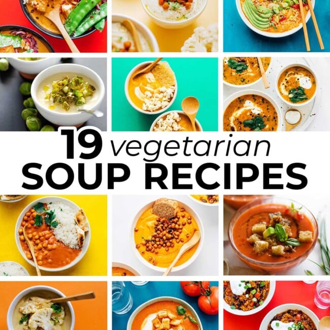 Collage of vegetarian soup recipes