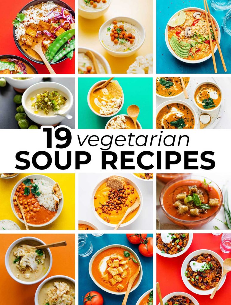 Collage of vegetarian soup recipes