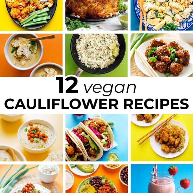 Collage of vegan cauliflower recipes