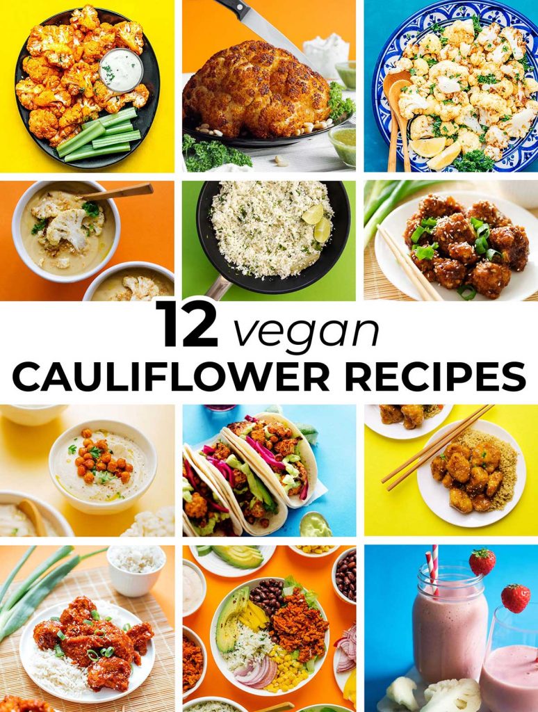 Collage of vegan cauliflower recipes