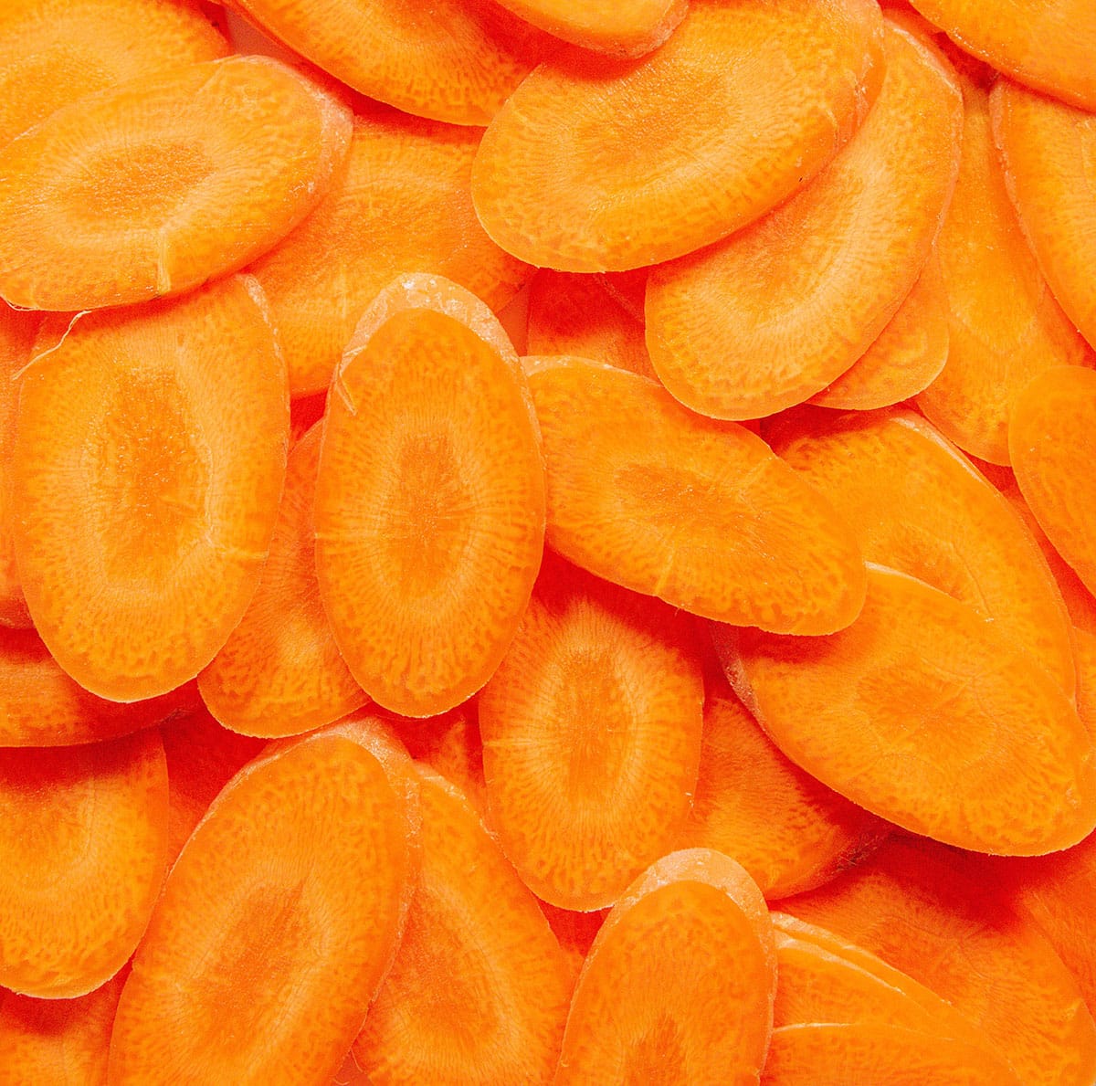 Sliced carrots closeup.