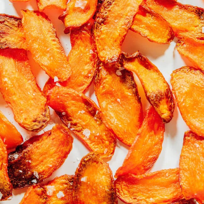 Carrot chips with flaky sea salt.