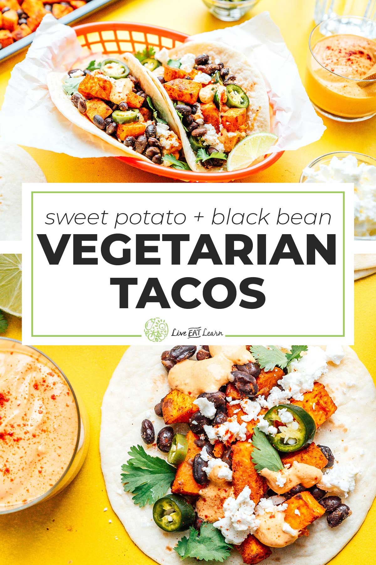 Sweet Potato And Black Beans Tacos (With Chipotle Cream Sauce)