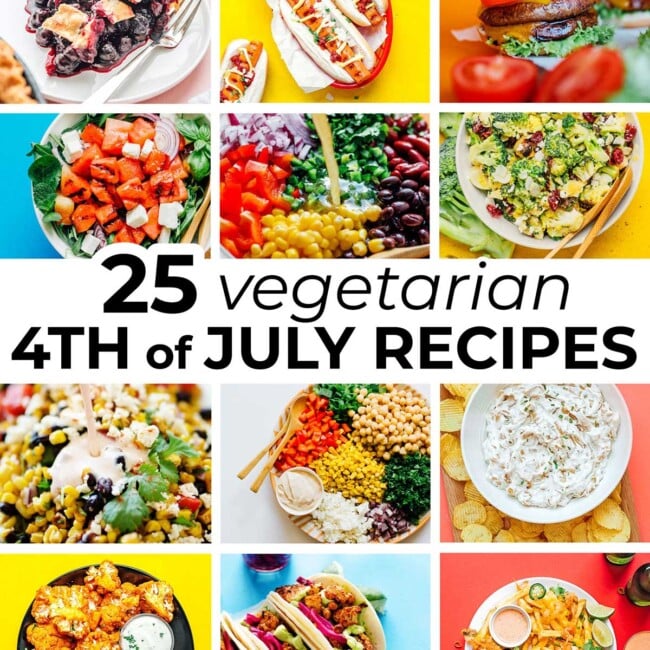 Collage of vegetarian 4th of july recipes