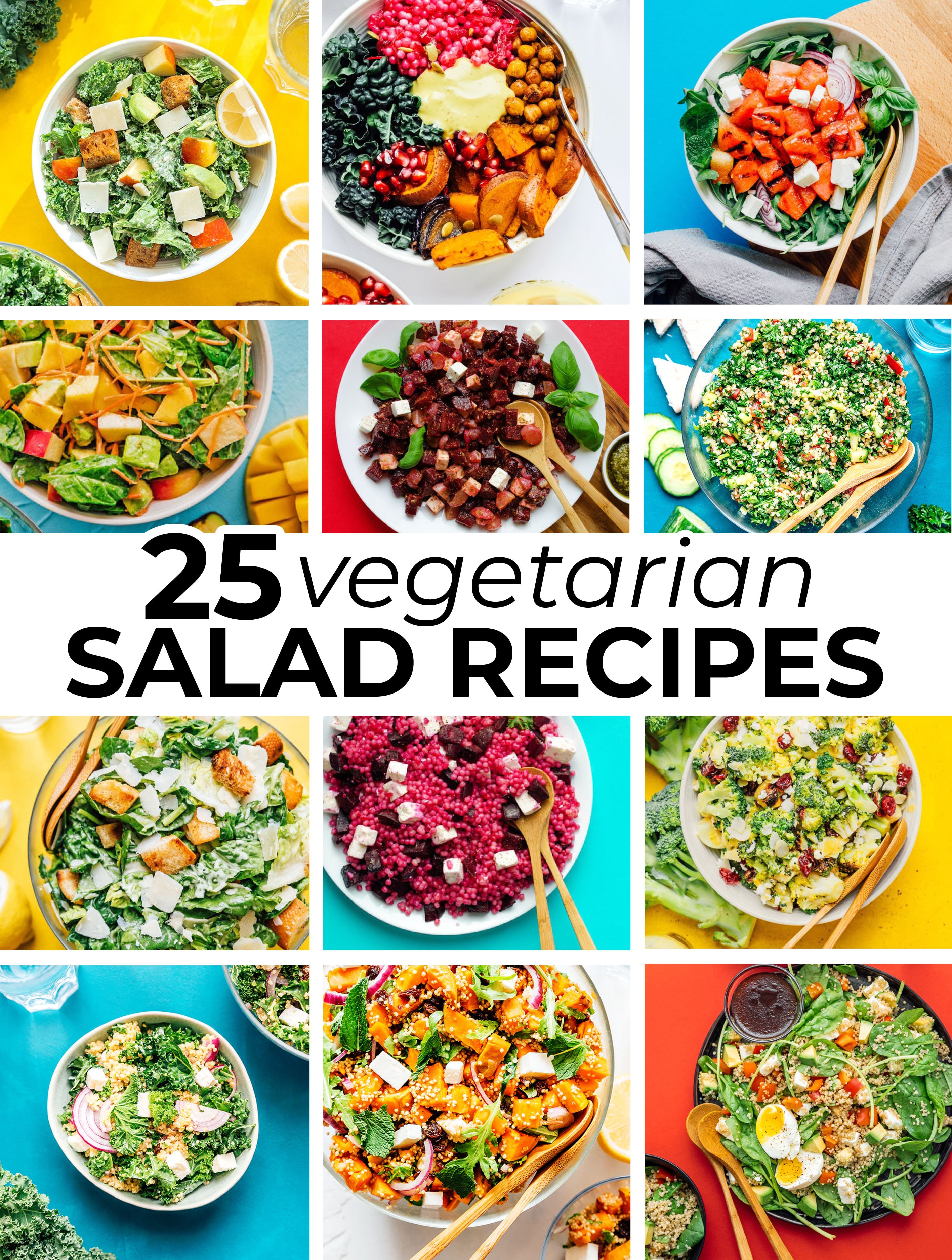 Collage of vegetarian salad recipes