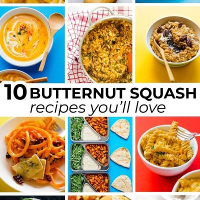 Collage of vegetarian butternut squash recipes
