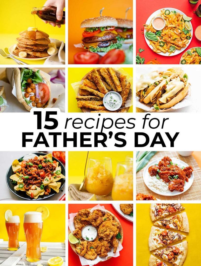 Collage of vegetarian father's day recipes