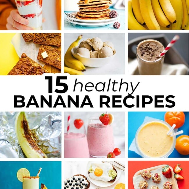 Collage of healthy banana recipes