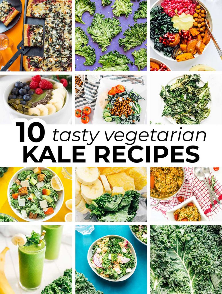 Collage of vegetarian kale recipes
