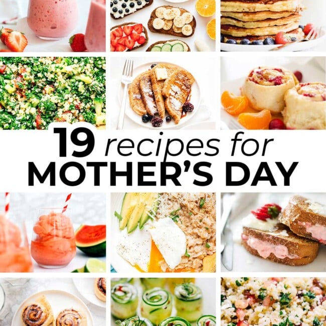 Collage of vegetarian mother's day recipes