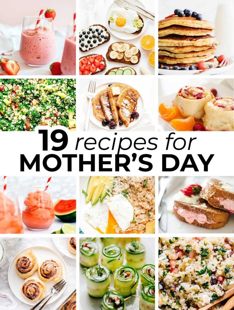 Collage of vegetarian mother's day recipes