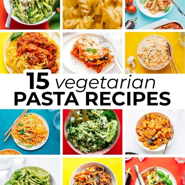 Collage of vegetarian pasta recipes