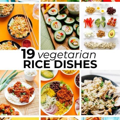 Collage of vegetarian rice recipes