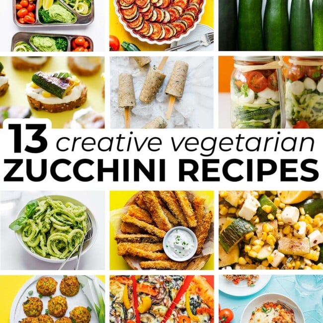 Collage of vegetarian zucchini recipes
