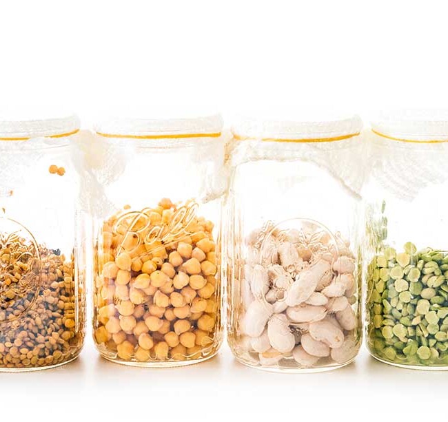 Different legumes in mason jars for sprouting