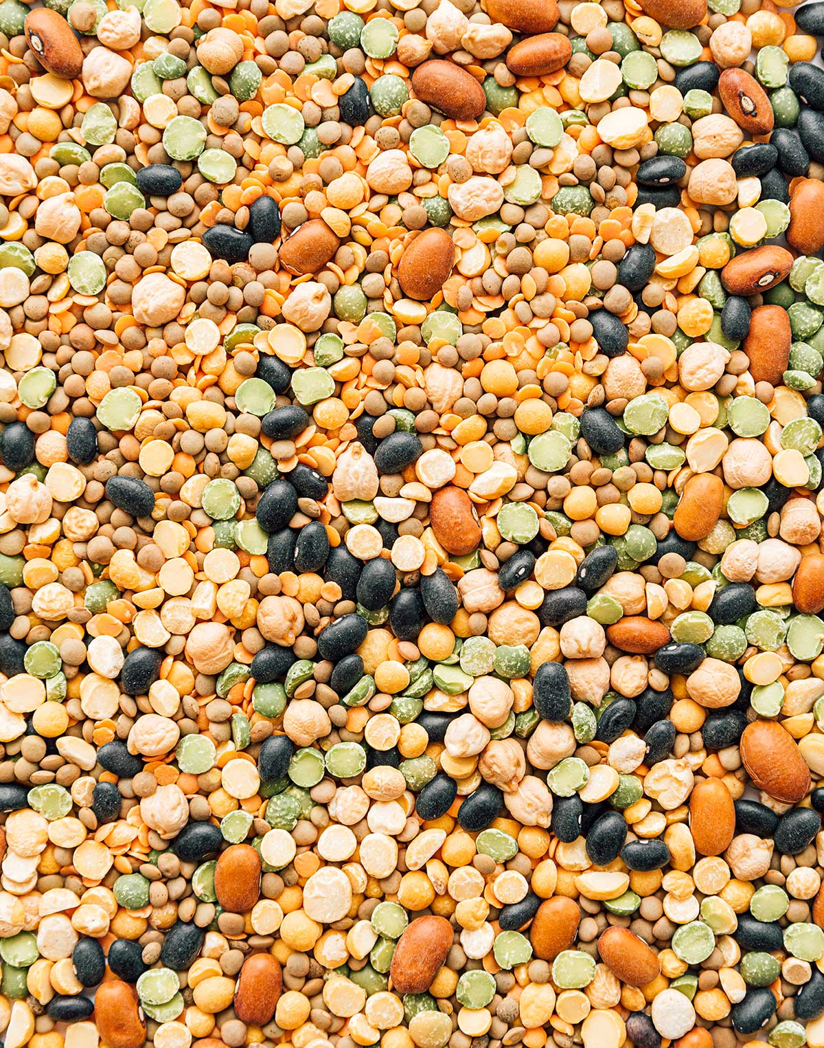 Mix of different types of dried legumes
