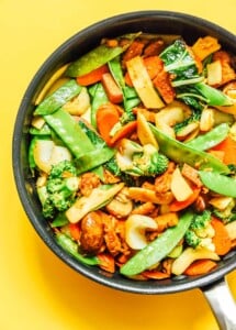 Buddha's delight mixed together in a pan.