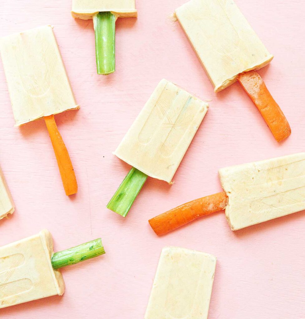 Pupsicles with carrot and celery sticks