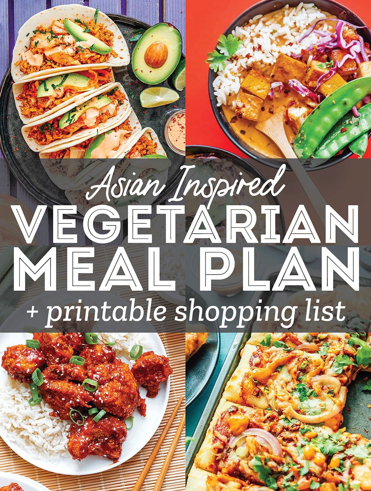 Collage of photos with the text "vegetarian meal plan"