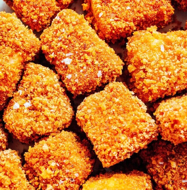 Closeup photo of tofu nuggets
