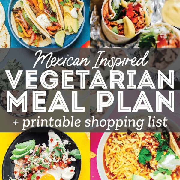 Collage of photos with the text "vegetarian meal plan"