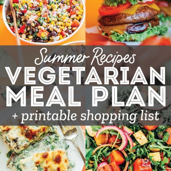 Collage of photos with the text "vegetarian meal plan"