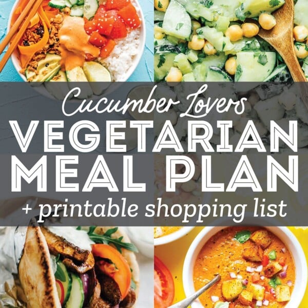 Collage of photos with the text "vegetarian meal plan"