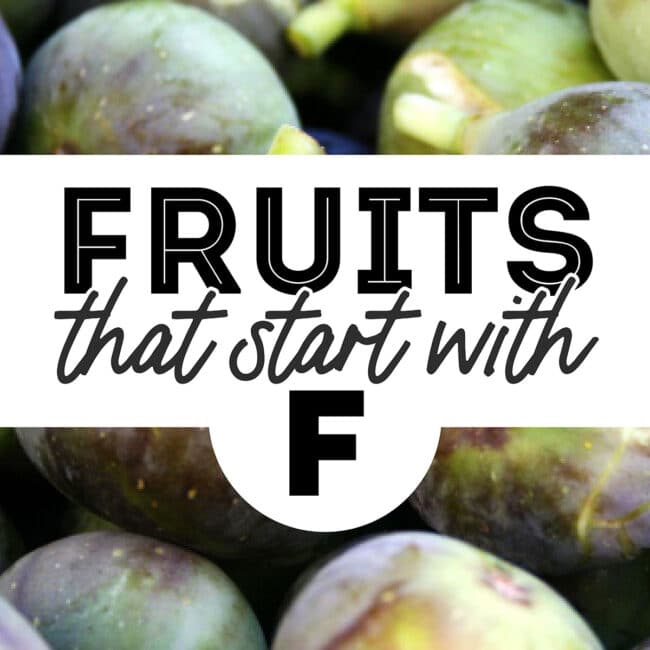 Decorative image that says "fruits that start with F"