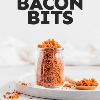 Vegan bacon bits on a white background