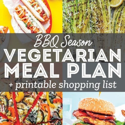 Decorative image that says "BBQ recipes vegetarian meal plan"