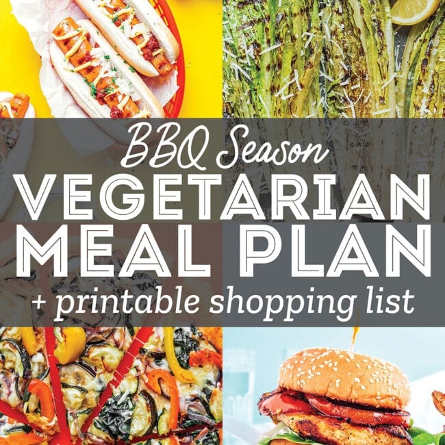 Decorative image that says "BBQ recipes vegetarian meal plan"